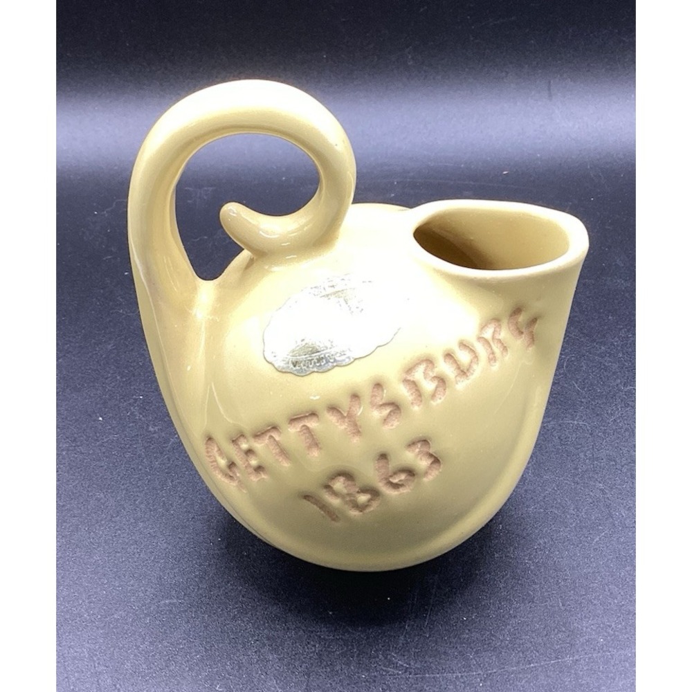 Vintage‎ Dryden Pottery Swirl Handle Pitcher Creamer Gettysburg Souvenir 4" Tall